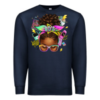 Navy 80's babe afro messy bun Premium Sweatshirt - texasbilliewilder