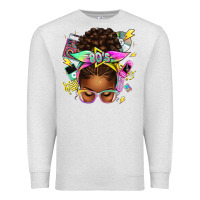 Oatmeal Heather 80's babe afro messy bun Premium Sweatshirt - texasbilliewilder
