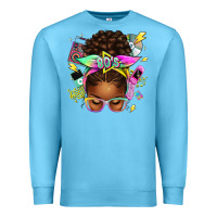 Ocean Blue 80's babe afro messy bun Premium Sweatshirt - texasbilliewilder