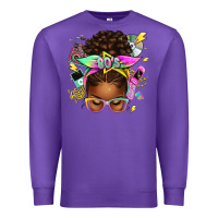 Purple 80's babe afro messy bun Premium Sweatshirt - texasbilliewilder