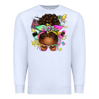 White 80's babe afro messy bun Premium Sweatshirt - texasbilliewilder