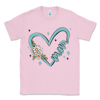 Bubblegum Pink mom with heart and flowers Classic Tee - MaliasSmallBusiness