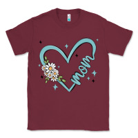 Burgundy mom with heart and flowers Classic Tee - MaliasSmallBusiness
