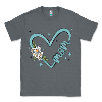 Charcoal Heather mom with heart and flowers Classic Tee - MaliasSmallBusiness