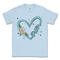 Dusty Blue mom with heart and flowers Classic Tee - MaliasSmallBusiness