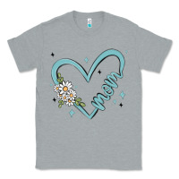 Heather Grey mom with heart and flowers Classic Tee - MaliasSmallBusiness
