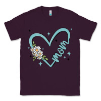 Plum mom with heart and flowers Classic Tee - MaliasSmallBusiness