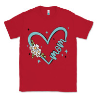 Red mom with heart and flowers Classic Tee - MaliasSmallBusiness