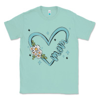 Seafoam mom with heart and flowers Classic Tee - MaliasSmallBusiness