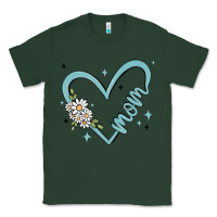 Sports Green mom with heart and flowers Classic Tee - MaliasSmallBusiness