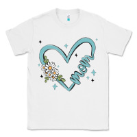White mom with heart and flowers Classic Tee - MaliasSmallBusiness