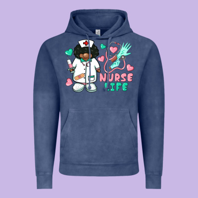 Nurse Life Afro American Nurse Vintage Hoodie Designed By Barkaloodesign