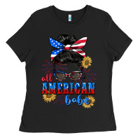 Black All American Babe 4th of July Ladies Tee - CowGirlArtShop