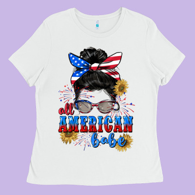 All American Babe 4th Of July Ladies Tee Designed By Cowgirlartshop