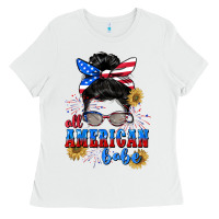 White All American Babe 4th of July Ladies Tee - CowGirlArtShop