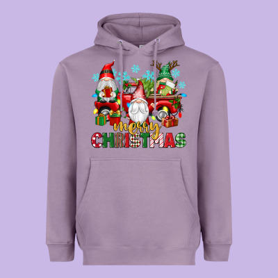 Merry Christmas Gnome Truck Heavyweight Hoodie Designed By Texasbilliewilder