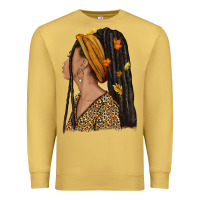 Antique Gold Fall afro woman Premium Sweatshirt - NancyCooperArtShop