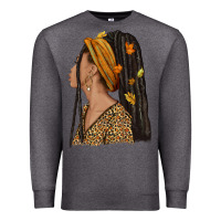 Charcoal Heather Fall afro woman Premium Sweatshirt - NancyCooperArtShop
