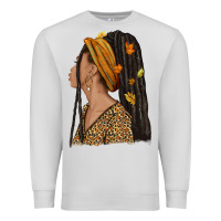 Dove Grey Fall afro woman Premium Sweatshirt - NancyCooperArtShop