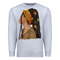 Heather Grey Fall afro woman Premium Sweatshirt - NancyCooperArtShop