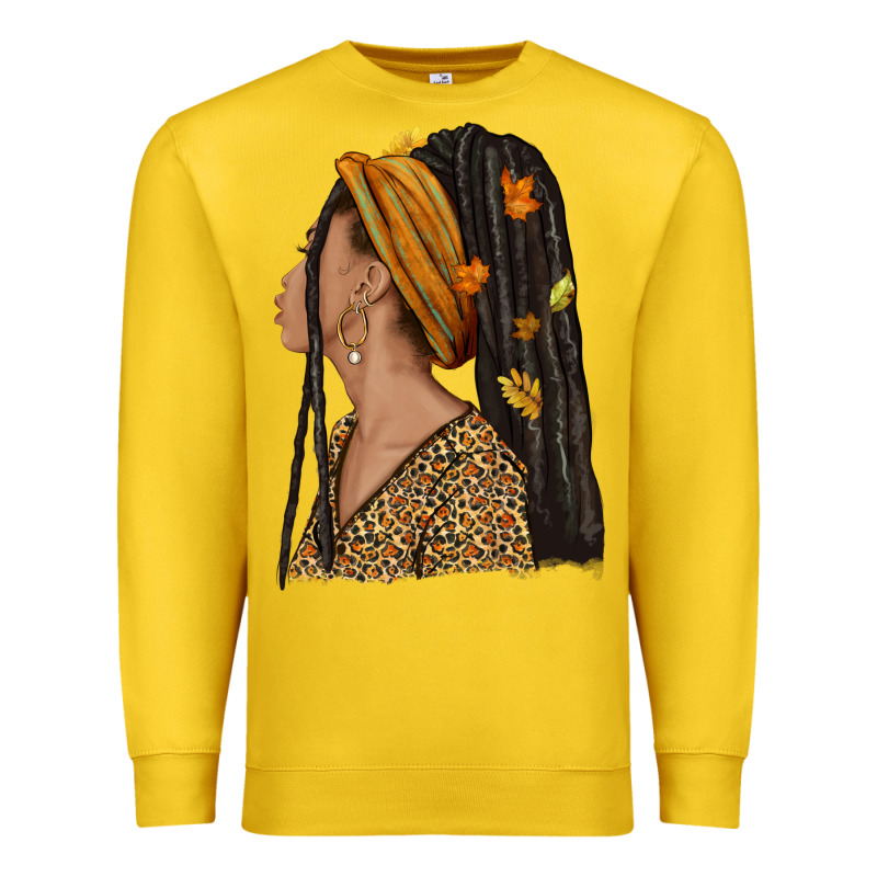 Fall Afro Woman Premium Sweatshirt by NancyCooperArtShop | Teevron