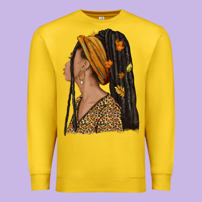 Fall Afro Woman Premium Sweatshirt Designed By Nancycooperartshop