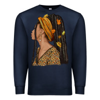 Navy Fall afro woman Premium Sweatshirt - NancyCooperArtShop