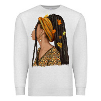 Oatmeal Heather Fall afro woman Premium Sweatshirt - NancyCooperArtShop