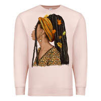 Pale Pink Fall afro woman Premium Sweatshirt - NancyCooperArtShop