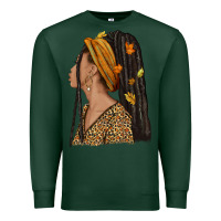 Sports Green Fall afro woman Premium Sweatshirt - NancyCooperArtShop