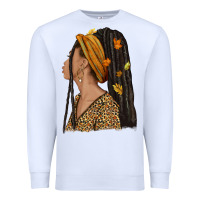 White Fall afro woman Premium Sweatshirt - NancyCooperArtShop