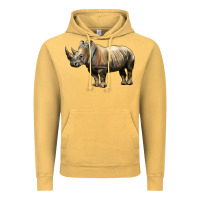 Vintage Mustard Rhino Illustrations Vintage Hoodie - LillyAllenDesigns