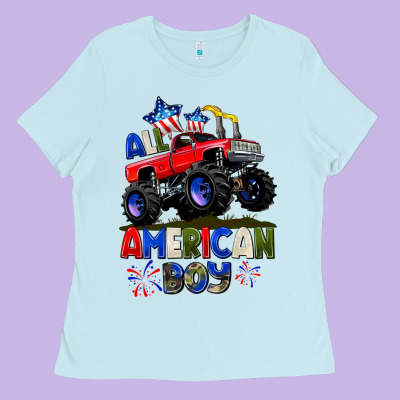 All American Boy 4th July Ladies Tee Designed By Cowgirlartshop