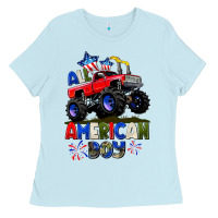 Baby Blue All American Boy 4th july Ladies Tee - CowGirlArtShop