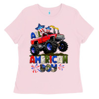 Bubblegum Pink All American Boy 4th july Ladies Tee - CowGirlArtShop