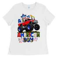 White All American Boy 4th july Ladies Tee - CowGirlArtShop