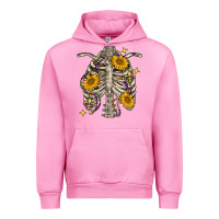 Fuchsia Pink Mardi Gras chest sunflowers skeleton Urban Hoodie - FaDigitalArtStudio