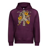 Mauve Wine Mardi Gras chest sunflowers skeleton Urban Hoodie - FaDigitalArtStudio