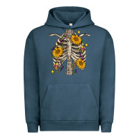 Pigment Midnight Navy Mardi Gras chest sunflowers skeleton Urban Hoodie - FaDigitalArtStudio
