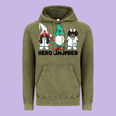 Hero Gnomies African American Nurse Gnomies Medical Gnomies Vintage Hoodie Designed By Barkaloodesign