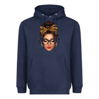 Navy caucasian leopard messy bun Heavyweight Hoodie - texasbilliewilder