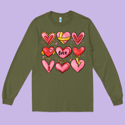 Sketch Hearts Long Sleeve Tee Designed By Maliassmallbusiness