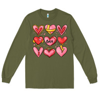 Army Green sketch hearts Long Sleeve Tee - MaliasSmallBusiness
