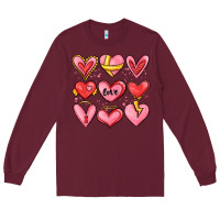 Burgundy sketch hearts Long Sleeve Tee - MaliasSmallBusiness