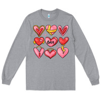 Heather Grey sketch hearts Long Sleeve Tee - MaliasSmallBusiness