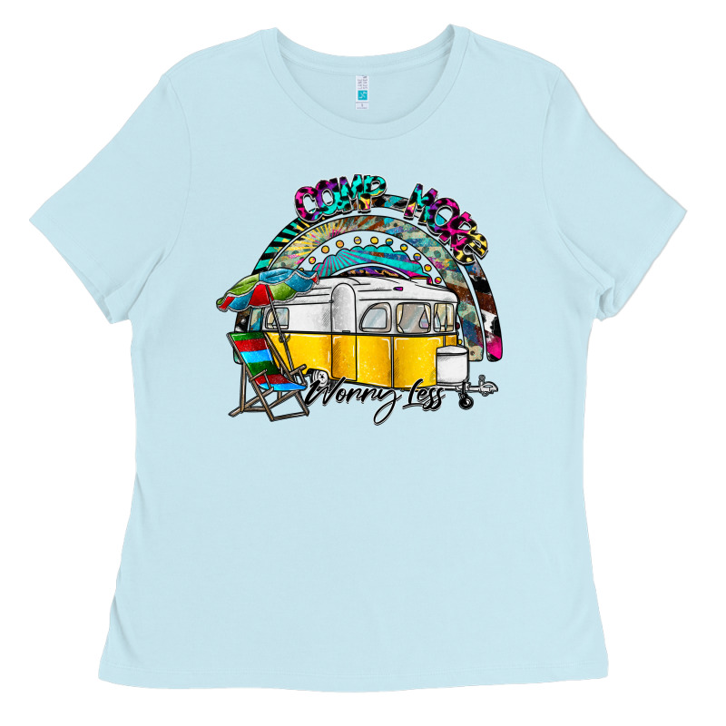 Camp More Worry Less Ladies Tee by SublimationCraftShop | Teevron
