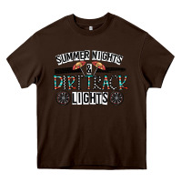 Chocolate Brown summer night & dirt track lights Heavy Core Tee - CowhideDigitalArt