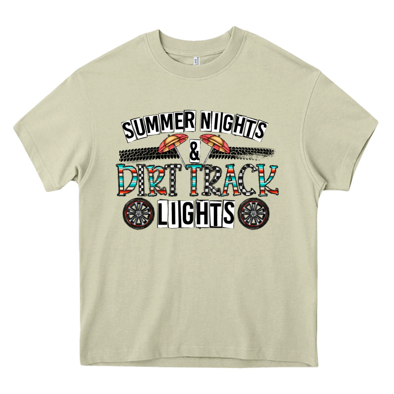 Summer Night & Dirt Track Lights Heavy Core Tee by CowhideDigitalArt | Teevron