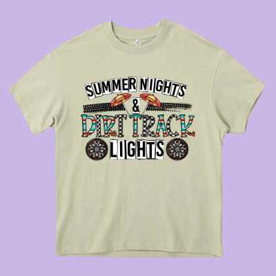 Summer Night & Dirt Track Lights Heavy Core Tee Designed By Cowhidedigitalart
