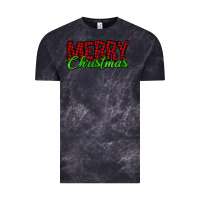 Cloud Black merry christmas tartan Vintage Tee - Jasminsmagicworld